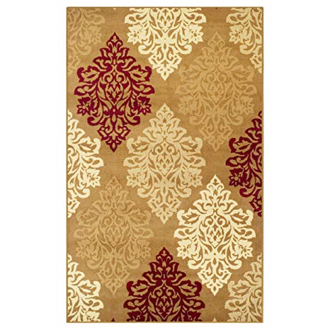 Superior Danvers Collection Area Rug, Modern Elegant Damask Pattern, 10mm Pile Height with Jute Backing, Affordable Contemporary Rugs - Brown, 8' x 10' Rug