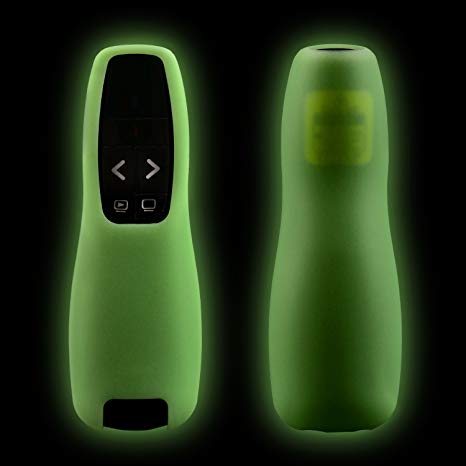 MoimTech [Nightglow] Silicone Case for Logitech Wireless Presenter R400, Anti-Slip and Shock Proof Silicone Cover for Logitech R400 Presenter Remote Control (Glow Green)