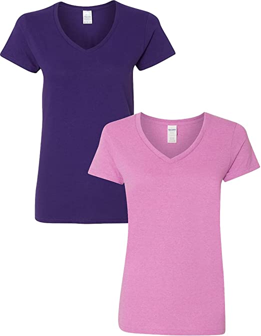 Gildan Women's Heavy Cotton V-Neck T-Shirt, 2-Pack