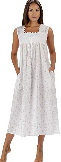 The 1 for U Nightgown 100% Cotton Womens Sleeveless Nightie + Pockets LAU/SL