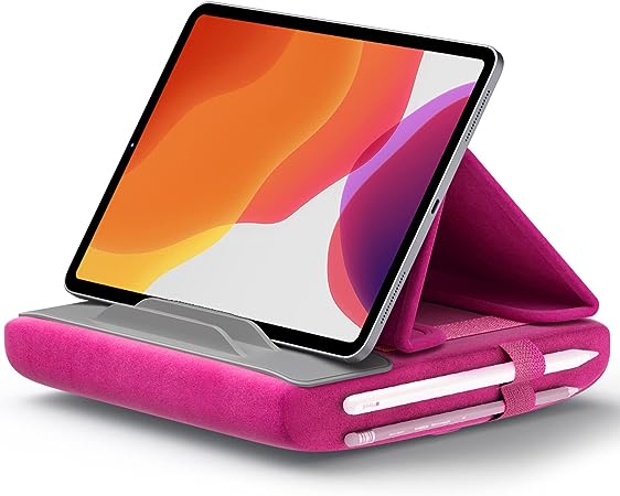 JSAUX Tablet Pillow Stand, Tablet Stand Holder Dock for Lap, Bed and Desk Compatible with iPad Pro 11 10.5 9.7 10.2 Air Mini, Kindle, Tablets, Phones, E-Reader and More 4-11'' Devices Purplish Red