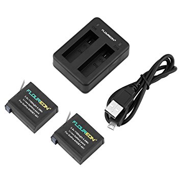 Floureon CB-C003 2 Packs 3.8V 1160mAh Replacement Battery for GoPro AHDBT-401   AHDBT-401 Battery Charger   USB Cable