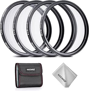 NEEWER 82mm Macro Close Up Lens Filter Kit ( 1, 2, 4, 10), 4 Pieces of Magnifying Filters with Storage Pouch for Macro Photography, Compatible with 82mm Canon Nikon Sony Fujifilm Camera Lenses