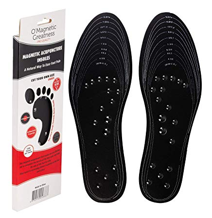 Mindinsoles Insoles for Women Men Reflexology Feet Acupressure Magnetic Massage Pain Relief Shoe Inserts (Black)