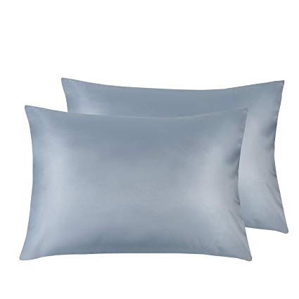 NTBAY Silky Satin Pillowcases Set of 2, Super Soft Cozy, Luxury, No Zipper Design, 50x75 cm, Grey