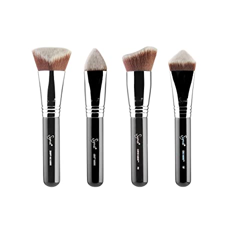 Sigma Beauty Professional Dimensional 4 Pc Kabuki Makeup Brush Set with SigmaTech and Sigmax fibers to Buff, Blend and Highlighting using Liquid, Creams or Powder Face Makeup