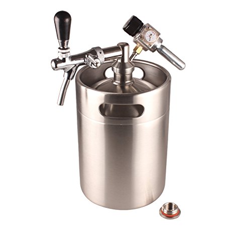 HAN-MM 5L Homebrew Keg System Kit for Home Brew Beer - with a HAN-MM Beer Dispensor, HAN-MM Mini CO2 Regulator and a HAN-MM 5L Stainless Steel Keg