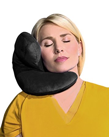 J-pillow, Travel Pillow - Unique Patented Chin Support for Maximum Comfort - British Invention of the Year - Over 12,000 Genuine Reviews Worldwide. (Black)