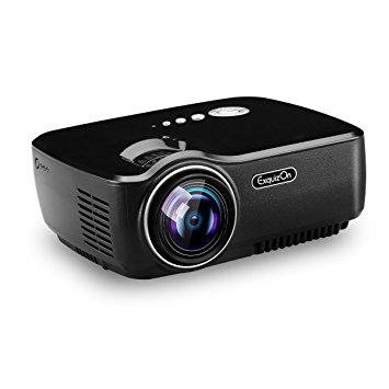 Exquizon TFT-LCD Portable Projector Video Home Projector 1200 Lumens with HDMI Input Support 1080P for PS3/XBOX Games iPad iPhone Android Smartphone-GP70, Black