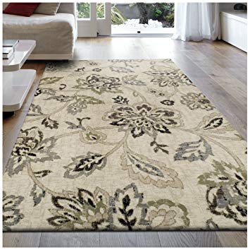 Superior Jacobean Collection Area Rug, 8mm Pile Height with Jute Backing,  Beautiful Floral Pattern, Fashionable and Affordable Woven Rugs, 8' x 10' Rug