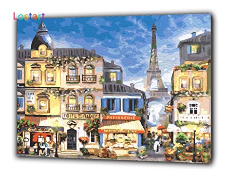 Paint by Number for Adults Kit, DIY Oil Painting 16 by 20-Inch (Paris Night)