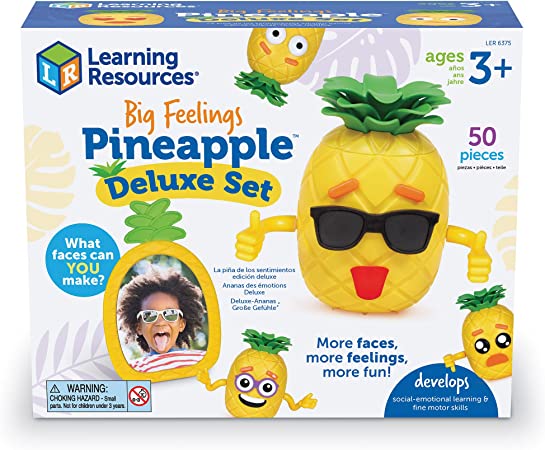 Learning Resources Big Feelings Pineapple Deluxe Set, 50 Pieces, Ages 3 , Social Emotional Toys for Toddlers, Sensory Toys, Speech Therapy Materials, fine Motor Skills Toys