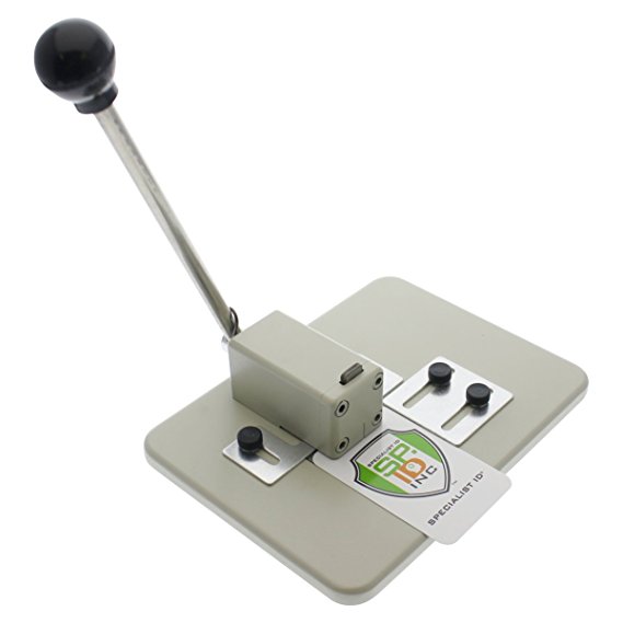 Heavy Duty Table Top Slot Punch for ID Card Badges with Precision Adjustable Top & Side Slide Guides by Specialist ID