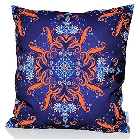 Sunburst Outdoor Living 24" x 24" MARVEL Purple-Orange Mandala Decorative Throw Pillow Cushion Cover for Couch, Bed, Sofa or Patio - Only Case, No Insert