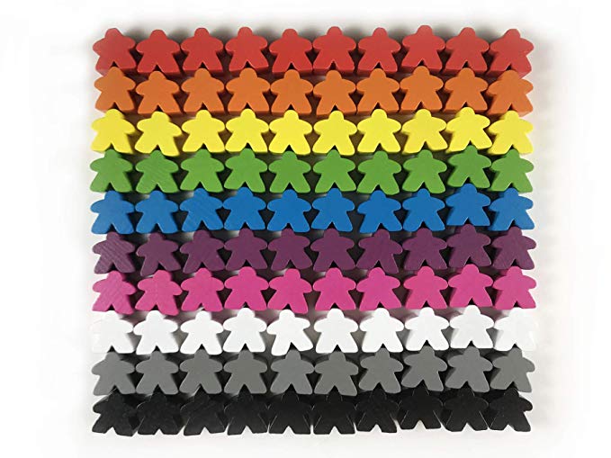 Apostrophe Games 100 Multi-Color Wooden Meeples - Standard Size (16mm)