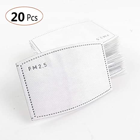 20 Pcs PM2.5 Activated Carbon Filter Mask Replaceable Activated Carbon Filter Insert 5 Layers Anti Haze Filter Paper for Outdoor Activities Air Filtration