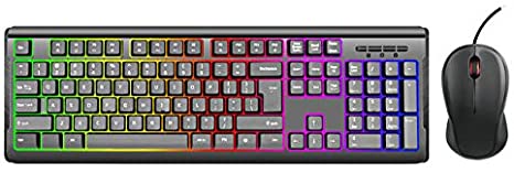 iMicro KB-RP2169C Rainbow Backlit Wired USB Keyboard and Mouse