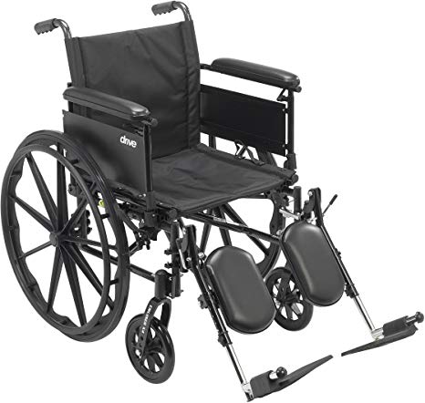 Drive Medical Cruiser X4 Lightweight Dual Axle Wheelchair with Adjustable Detachable Arms, Full Arms, Elevating Leg Rests, 16" Seat