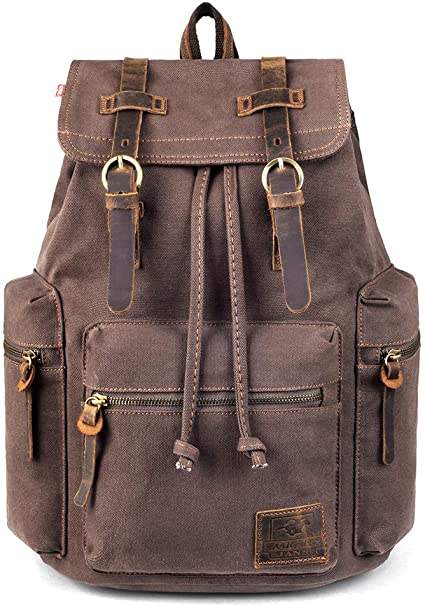 Canvas Vintage Backpack, PKUVDSL Mens Rucksack for Travel Adventure Bookbag