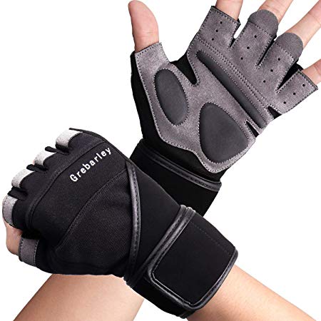 Grebarley Workout Gloves,Gym Gloves,Training Gloves with Wrist Support for Fitness Exercise Weight Lifting Gym Crossfit,Full Palm Protection & Extra Grip,Hanging,Pull ups for Men & Women