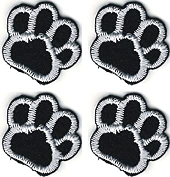 OOHHOO 5/8" five eighths inch Lot of 4 Black White Dog Animal Paw Print Patch