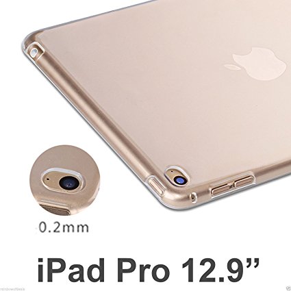 Quirkio - For Apple iPad Pro Tablet 12.9" TPU Silicone Clear Case Cover Ultra Slim Scratch Resistant Transparent Soft Skin Protective Shock Resistant Bumper Back Skin
