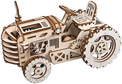 ROKR Wooden Mechanical Models-Adult Craft Set-3d Laser Cutting Puzzle -Brain Teaser Educational and Engineering Toy for Boyfriend,Son,Or Father When Christmas,New Year,Birthday(Tractor)
