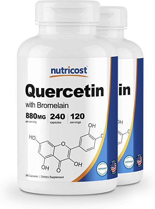 Nutricost Quercetin 880mg, 240 Caps with Bromelain (2 Bottles)