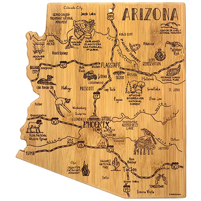 Totally Bamboo Arizona State Destination Bamboo Serving and Cutting Board