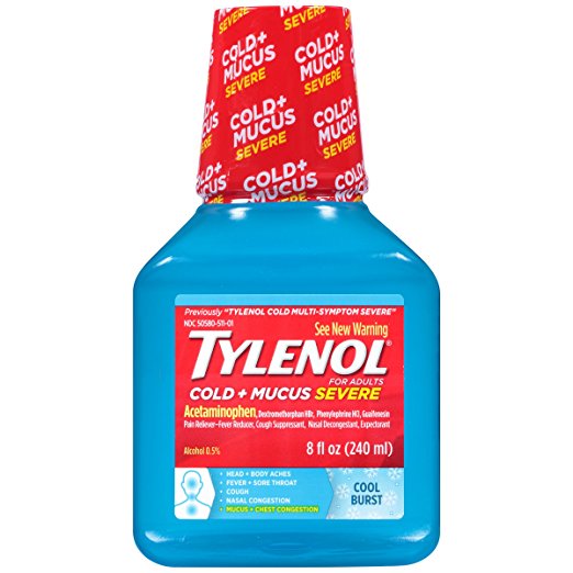 Tylenol Cold   Mucus Severe Daytime – Cool Burst , 8 Oz.