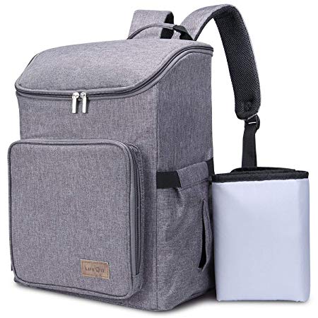 Lifewit Baby Diaper Bag Backpack, Large Capacity Baby Travel Backpack Nappy Bag for Baby Care with 3 Insulated Pockets/Side Tissue Pocket/Waterproof Changing Pad, Grey