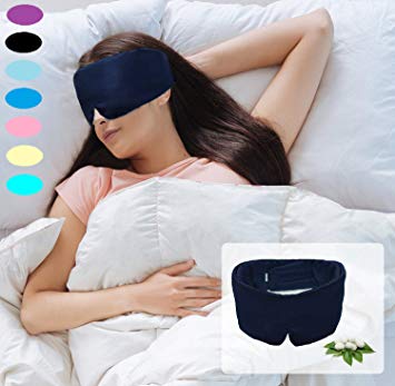 Sleep Mask for Women,Super Smooth Eye Mask for Sleeping - 100% Mulberry Silk Sleep Mask for A Full Night's Sleep, Ultimate Sleeping Aid/Blindfold(Navy)