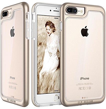 iPhone 7 Plus case, E LV Anti-Scratch Crystal Series [Shock Absorbent] Clear Slim Case Cover for Apple iPhone 7 Plus - [GOLD]