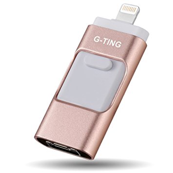 iPhone USB Flash Drive 32GB Pen Drive, G-TING iPhone Storage Jump Drive Lightning Memory Stick External Storage Memory Expansion for iPhone iOS iPad Computers and Android Phones (Pink)