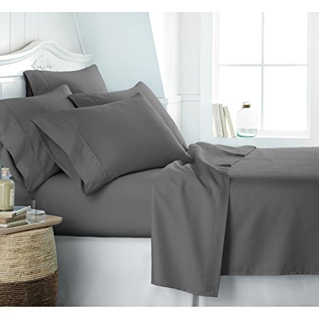 Italian Luxury Hotel Collection Hypoallergenic, Wrinkle and Fade Resistant 1800 Series Egyptian Twin Sheet Set with Deep Pockets and Pillow Case Set, Gray