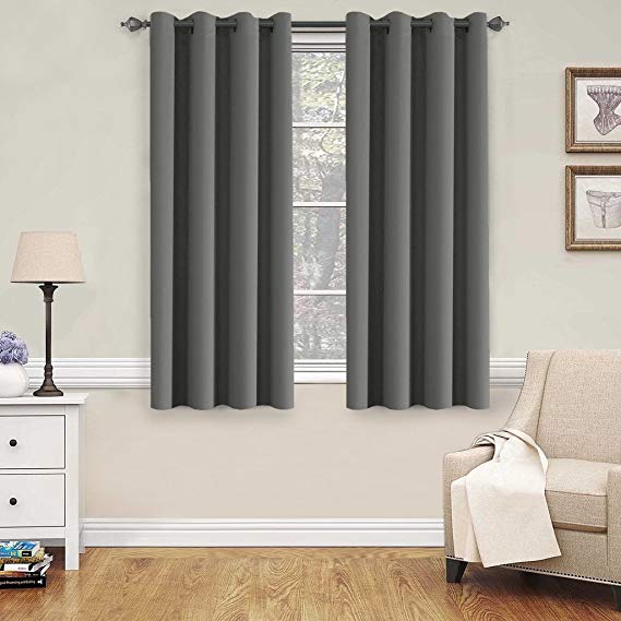 H.VERSAILTEX Blackout Grey Curtains for Bedroom/Living Room, 52" Wide x 63" Long Each Panel,Grommet Top (Set of 2 Panels)