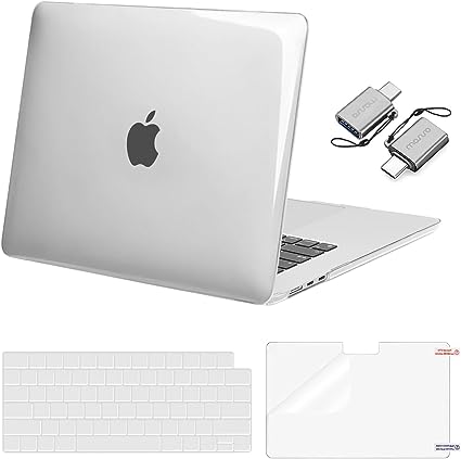 MOSISO Compatible with MacBook Air 15 inch Case 2023 Release A2941 M2 Chip Liquid Retina Display Touch ID, Plastic Hard Case&Keyboard Skin&Screen Protector&Type C Adapter 2 Pack, Crystal Clear