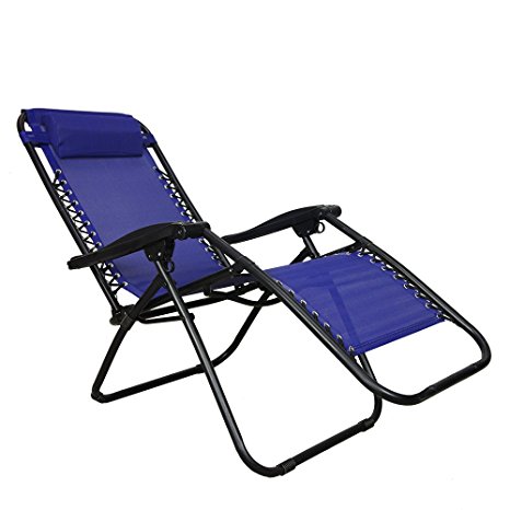 PARTYSAVING Infinity Zero Gravity Outdoor Lounge Patio Pool Folding Reclining Chair APL1062, Navy Blue