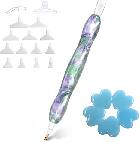 Diamond Art Pen, Diamond Painting Pen, Diamond Art Painting Accessories Tool Kit Drill Pen for Adults, 5D Resin Diamond Art Drill Pen Stylus Tips Placers Heads and Wax, Rhinestone Picker Orchid