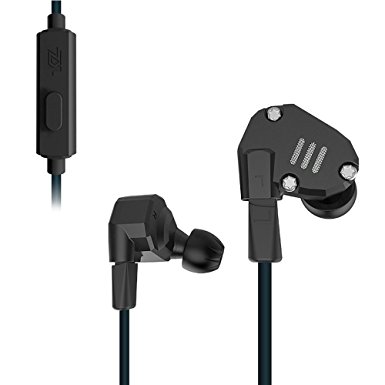 KZ ZS6 Quad Driver High Fidelity Extra Bass Hifi In Ear Earphone Detachable Cable (Black With Mic)