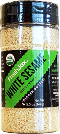 FreshJax Premium Organic Spices, Herbs, Seasonings, and Salts (Certified Organic White Sesame Seeds - Large Bottle)
