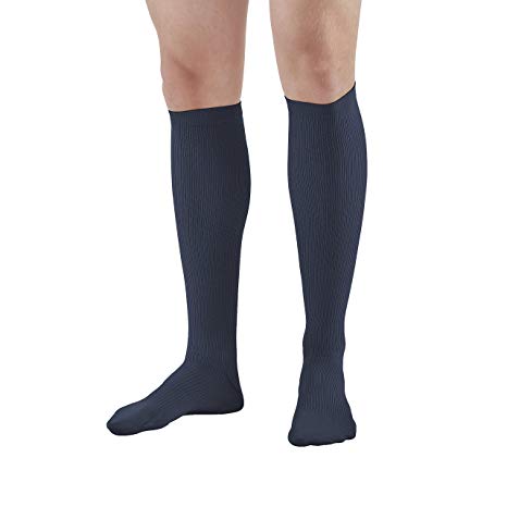 Ames Walker AW Style 100 Men's Dress 20-30mmHg Firm Compression Knee High Socks Navy XLarge - Relieve tired aching and swollen legs - Symptoms of varicose veins - Balloon toe - Fashionable rib knit