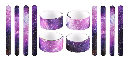 Novelty Treasures Set of 12 Silicone Galaxy SPACE Slap Bracelets BEAUTIFUL Birthday Party Favor Goody Bag Toy