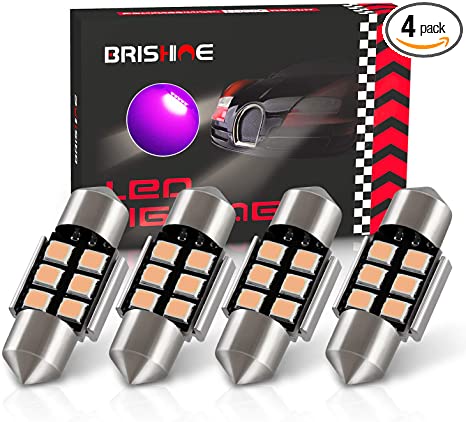 BRISHINE DE3175 LED Bulbs, Super Bright Purple 2835 Chipsets Canbus Error Free 31MM 1.25” Festoon DE3021 DE3022 3175 6428 LED Bulbs for Car Dome Map Door Courtesy License Plate Lights(Pack of 4)