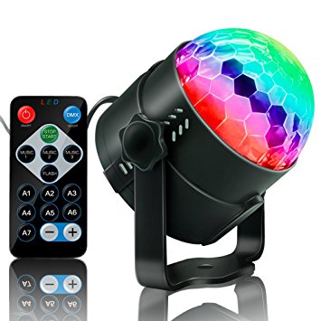 Party Supplies - Sound Activated Lights with Remote Control Dj Lighting, RGB Disco Ball, 7 Modes Stage Strobe Lamp Par Light for Home Room Dance Parties Bar Xmas Wedding Show Club Pub