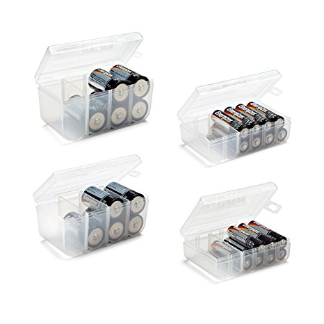 Battery Storage Case Organizer; AA, AAA, C & D Battery Bundle