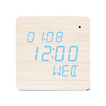 AISOUL Wi-Fi Hidden Camera Alarm Clock (Wooden Housing A-Square)