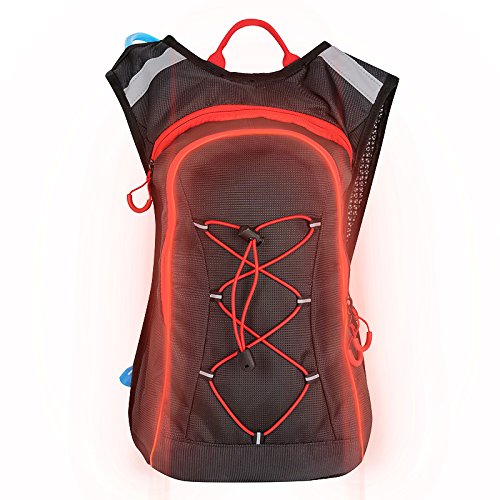 Flashingbackpack 2-Litre Water Bladder Hydration Pack with Flash, Red