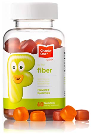 Chapter One Fiber Gummies, with Natural Chicory Root Soluble Fiber, Certified Kosher, 60 Flavored Gummies