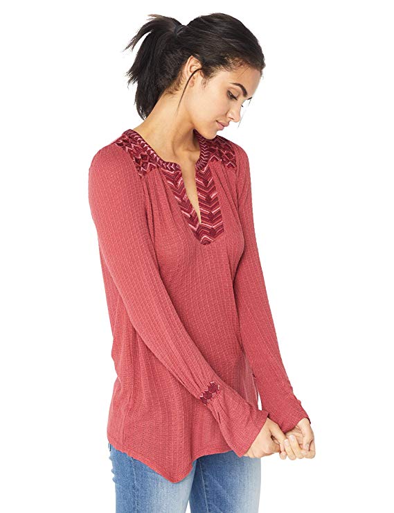 Lucky Brand Women's Drop Needle Embroidered Top